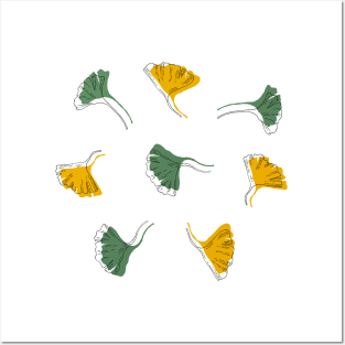 Ginkgo Biloba leaves offset - Green and Yellow Posters and Art